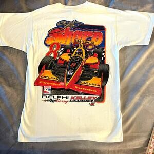 Vintage men's Scott Sharp Delphi screen printed Racing Indy Tee s/l Kelly boys